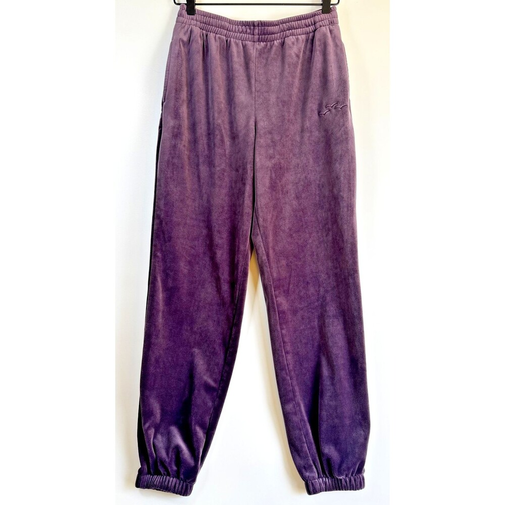 Lazy Pants‎ Joggers Womens Medium Purple Velour Lounge Drawstring Cozy Travel